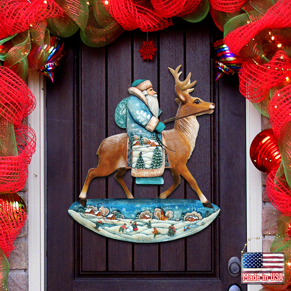 Reindeer Ride Santa Door Hanger