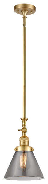Large Cone 1 Light Mini Pendant, Satin Gold, Plated Smoke