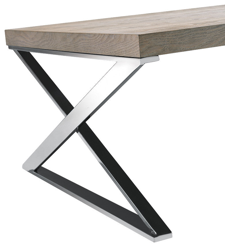 HomeRoots 15" Antique Ash Veneer and Steel Coffee Table