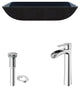 Donatello 18"L x 13"W Glass Vessel Sink and Niko 11"H Faucet Set
