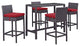 Espresso Red Convene 5 Piece Outdoor Patio Pub Set
