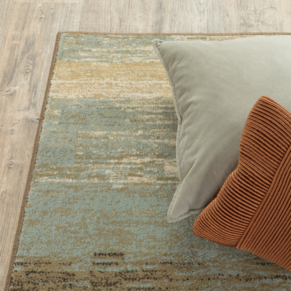 7??9??Blue And Brown Distressed Area Rug