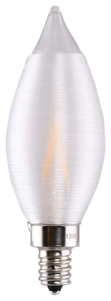2W CA11 LED, Satin Spun Clear, Candelabra Base, 2700K, 120V, Carded
