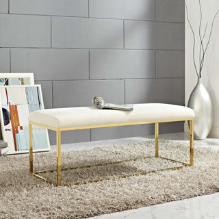 Anticipate Velvet Bench, Gold Ivory