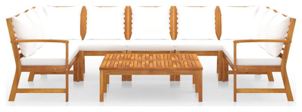 Vidaxl 9 Piece Garden Lounge Set With Cushion Cream Solid Acacia Wood