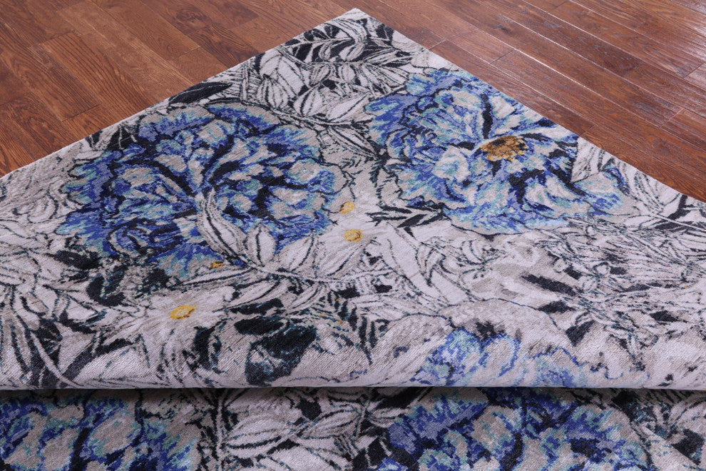 8' 9" X 12' 0" Modern Hand Knotted Silk Rug Q11598