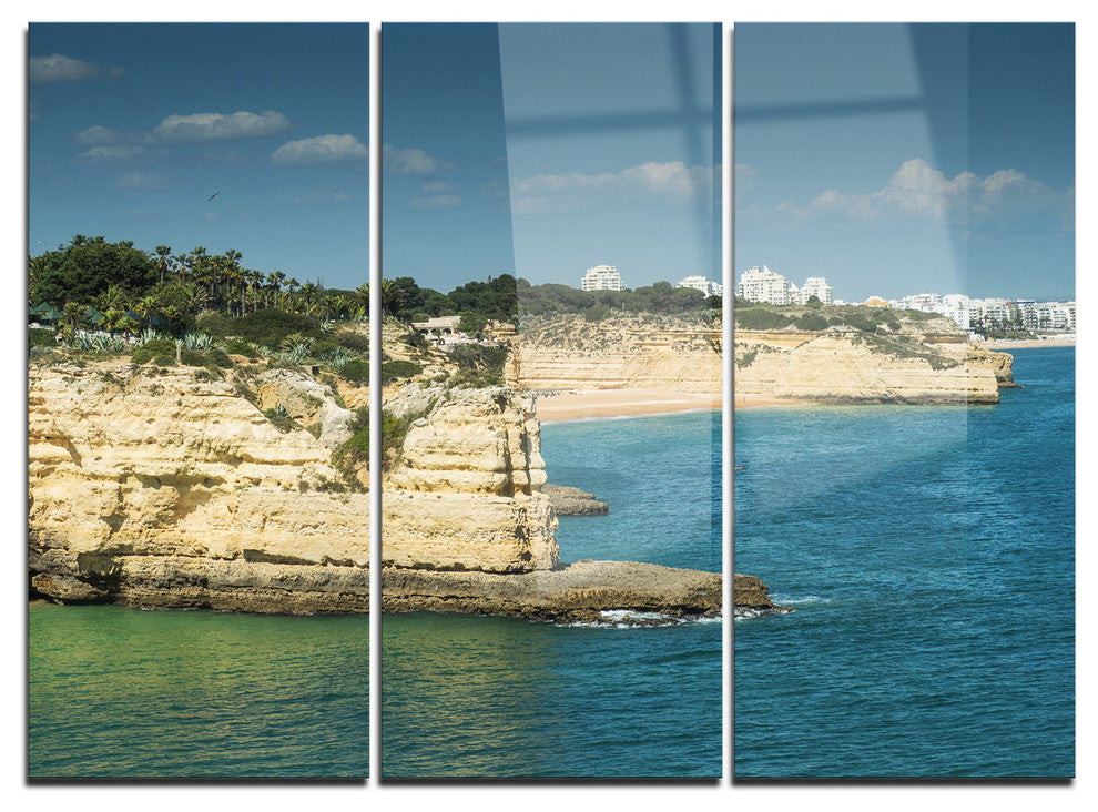 "Armacao de Pera Algarve Beach" Metal Wall Art, 3 Panels, 36"x28"