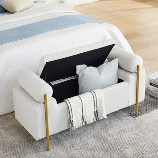 Gewnee Elegant Upholstered Linen Storage Bench