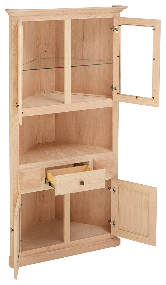 Eagle's Classis Oak Corner Dining Hutch/Buffet, Unfinished
