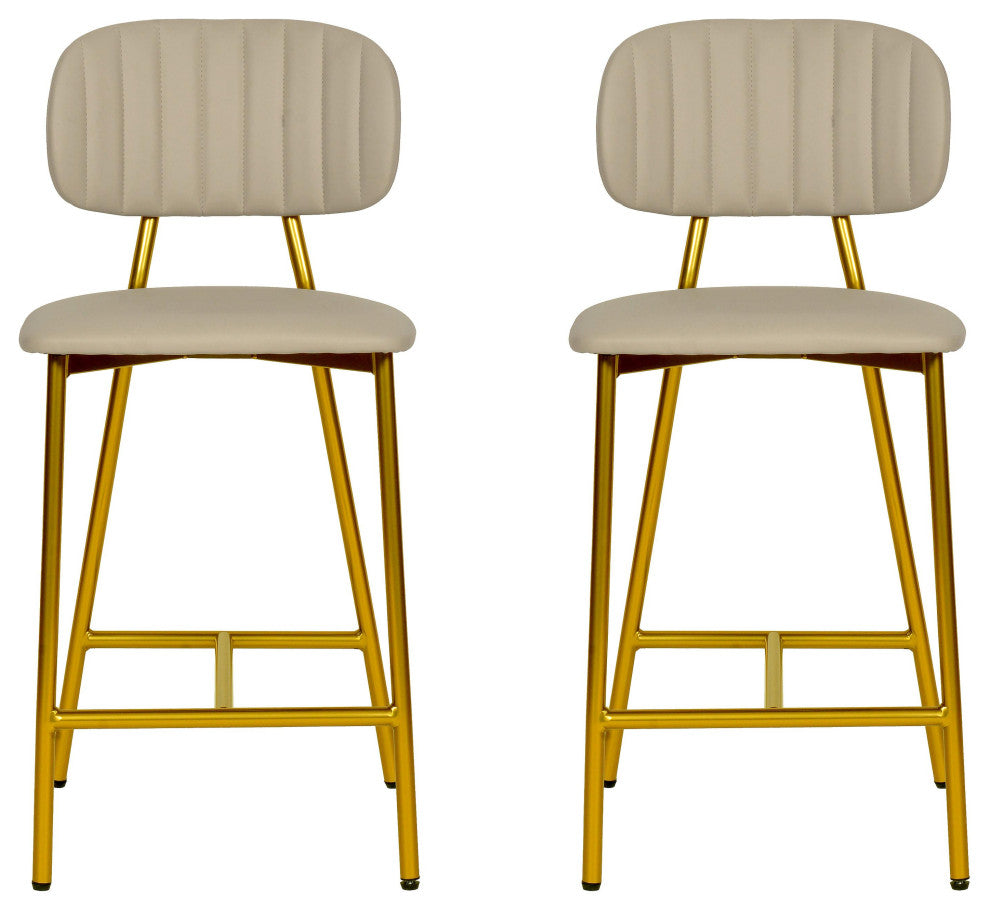 Ariana Nude Vegan Leather Counter Stool, Set of 2