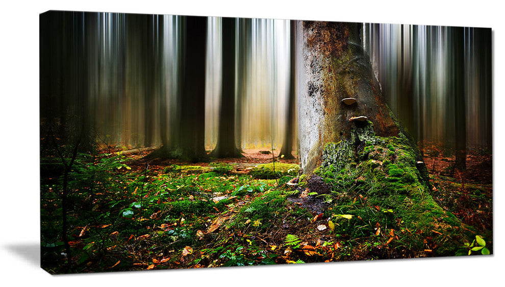 Green Forest on Snowy Morning, Landscape Canvas Art Print, 40x20