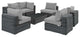 Summon 7-Piece Outdoor Patio Sunbrella Sectional Set Canvas Gray