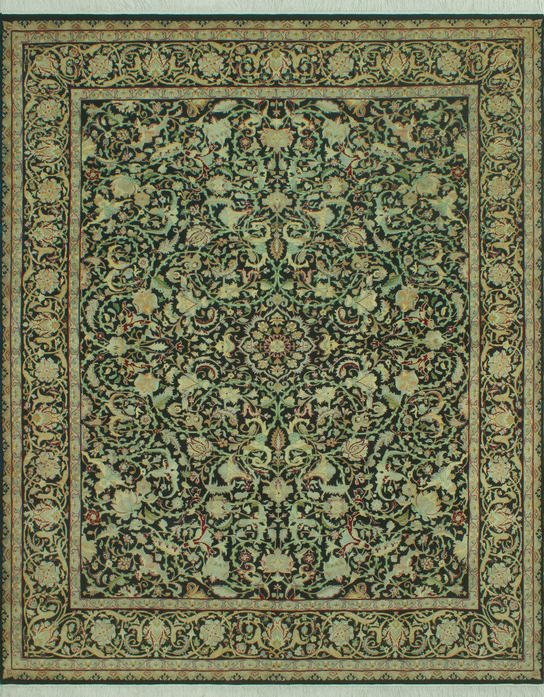Pak-Persian Fojan Black/Green Rug, 8'0x9'10