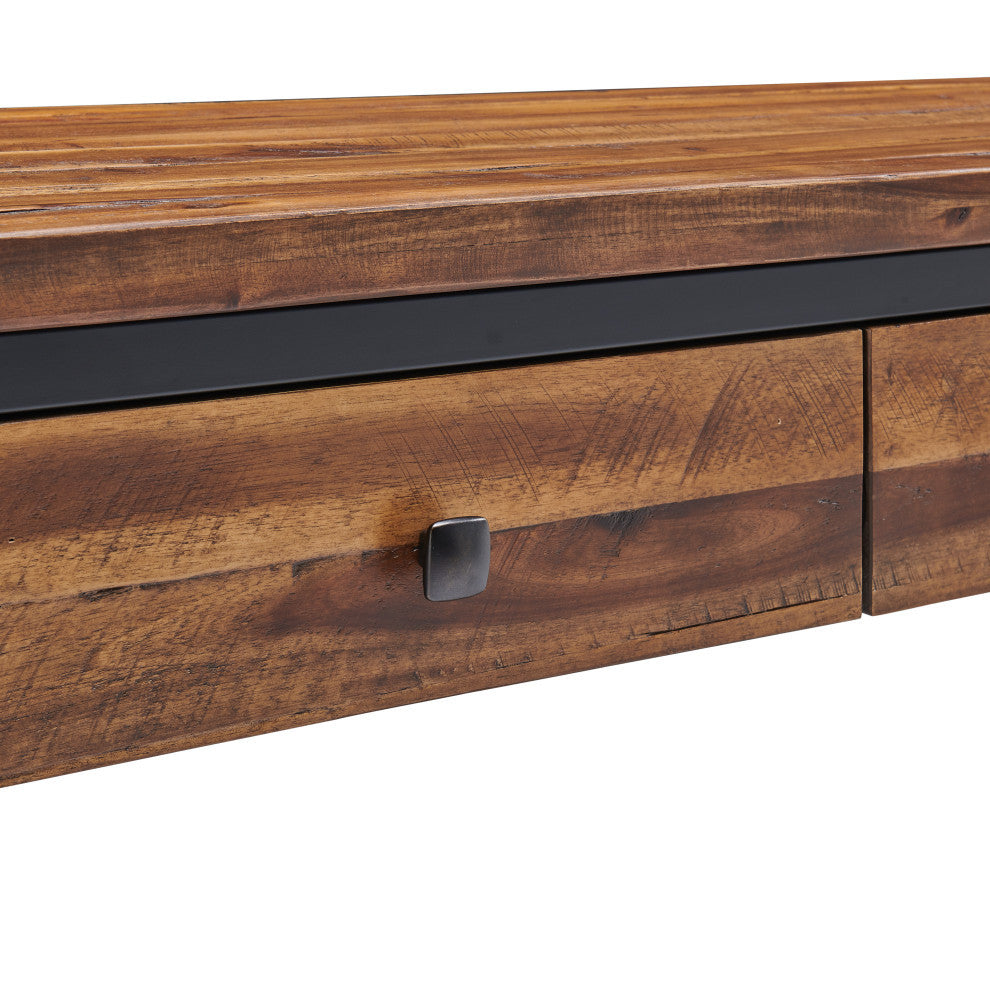 Claremont 43"L Rustic Wood Console Table, Two Drawers and Low Shelf