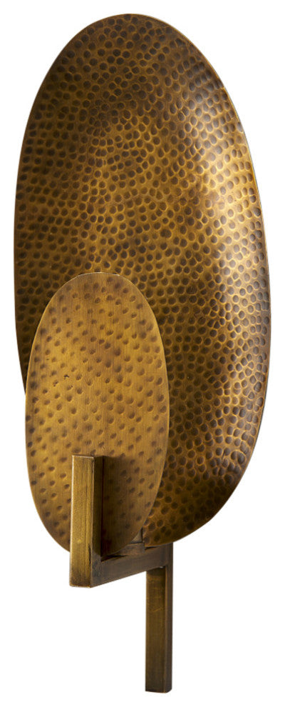 Clarence 7.0Lx5.3Wx17.0H Metal Hammered Gold Round Wall Sconce