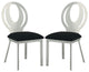 Set of 2 Microfiber and Metal Side Chairs, Silver and Black Finish