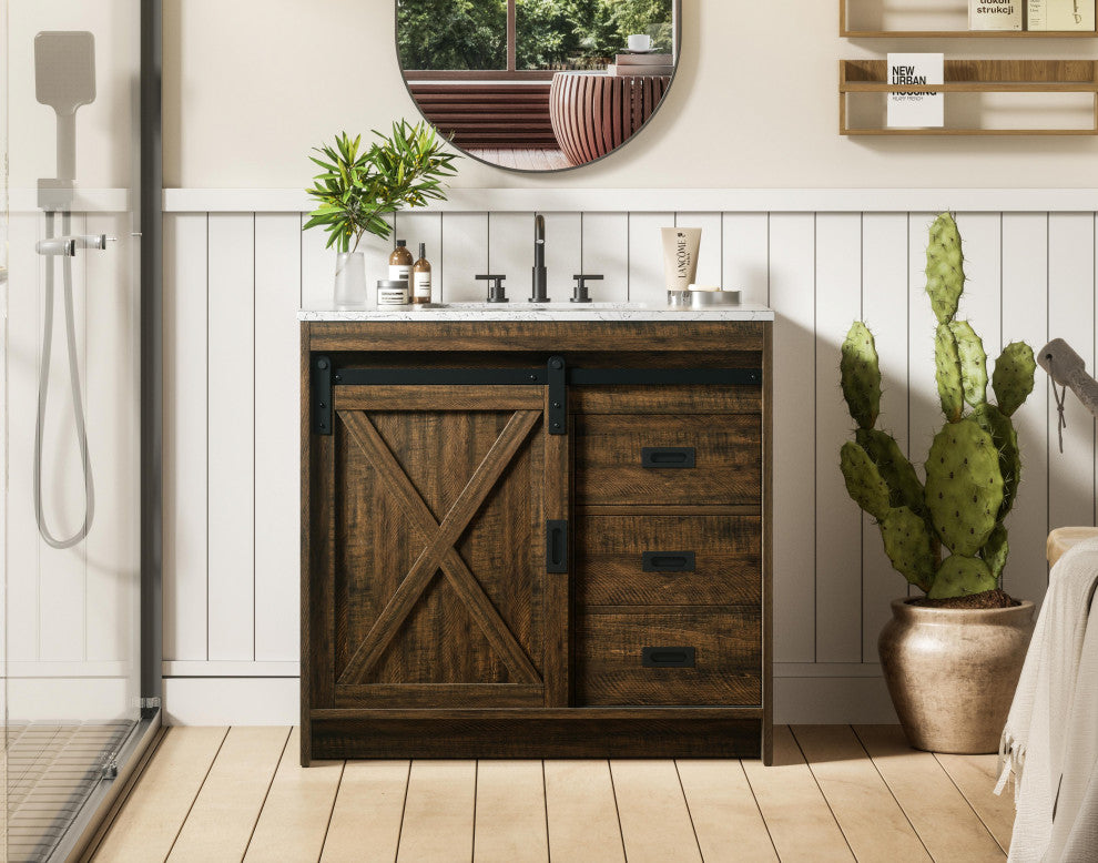 Home Living 36" Single Bathroom Vanity, Expresso