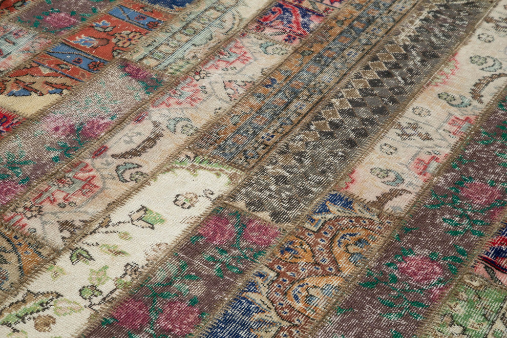 Rug N Carpet - Hand-Knotted Oriental 6' 9" x 9' 11" Wool Patchwork Area Rug