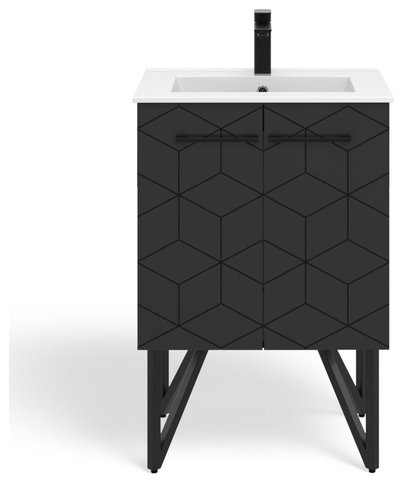 The Forma Bathroom Vanity, Black, 24", Single Sink, Freestanding