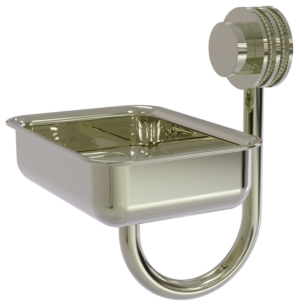 Venus Wall Mount Soap Dish With Dotted Accents, Polished Nickel