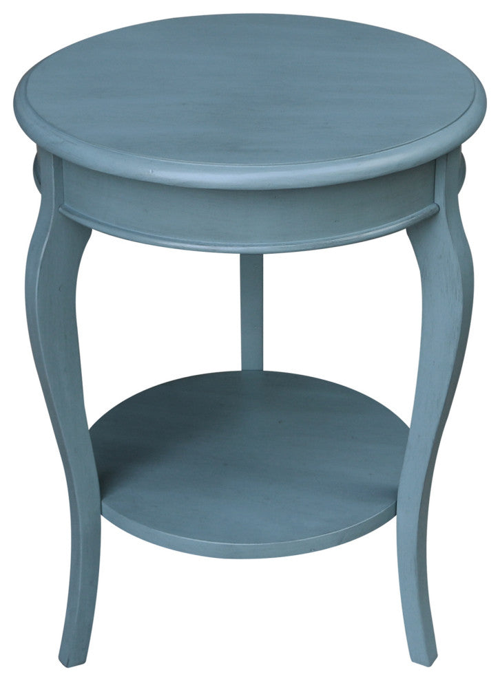 Cambria Round End Table, Ocean Blue - Antique Rubbed