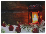LED Lighted Candle Lantern, the Wintry Outdoors Christmas Canvas Wall Art