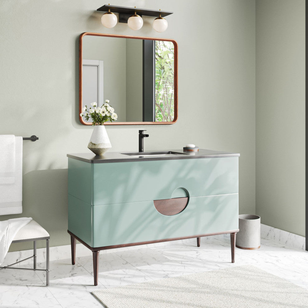 Rhonda Bath Vanity, Aloe Green, 48", Single Sink, Freestanding
