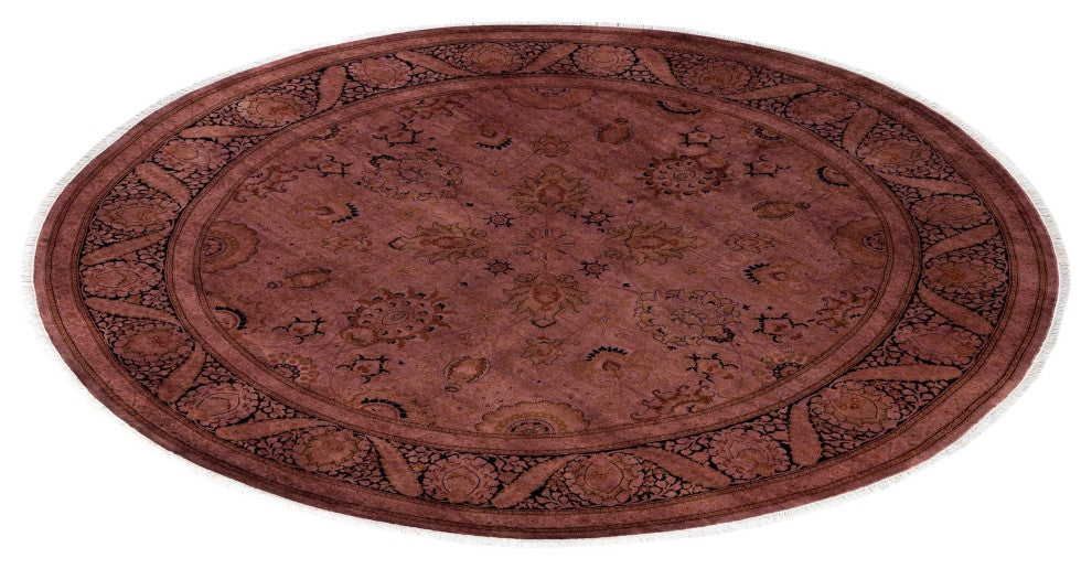 Overdyed One-of-a-Kind Hand-Knotted Area Rug Purple, 9' 1" x 9' 1"