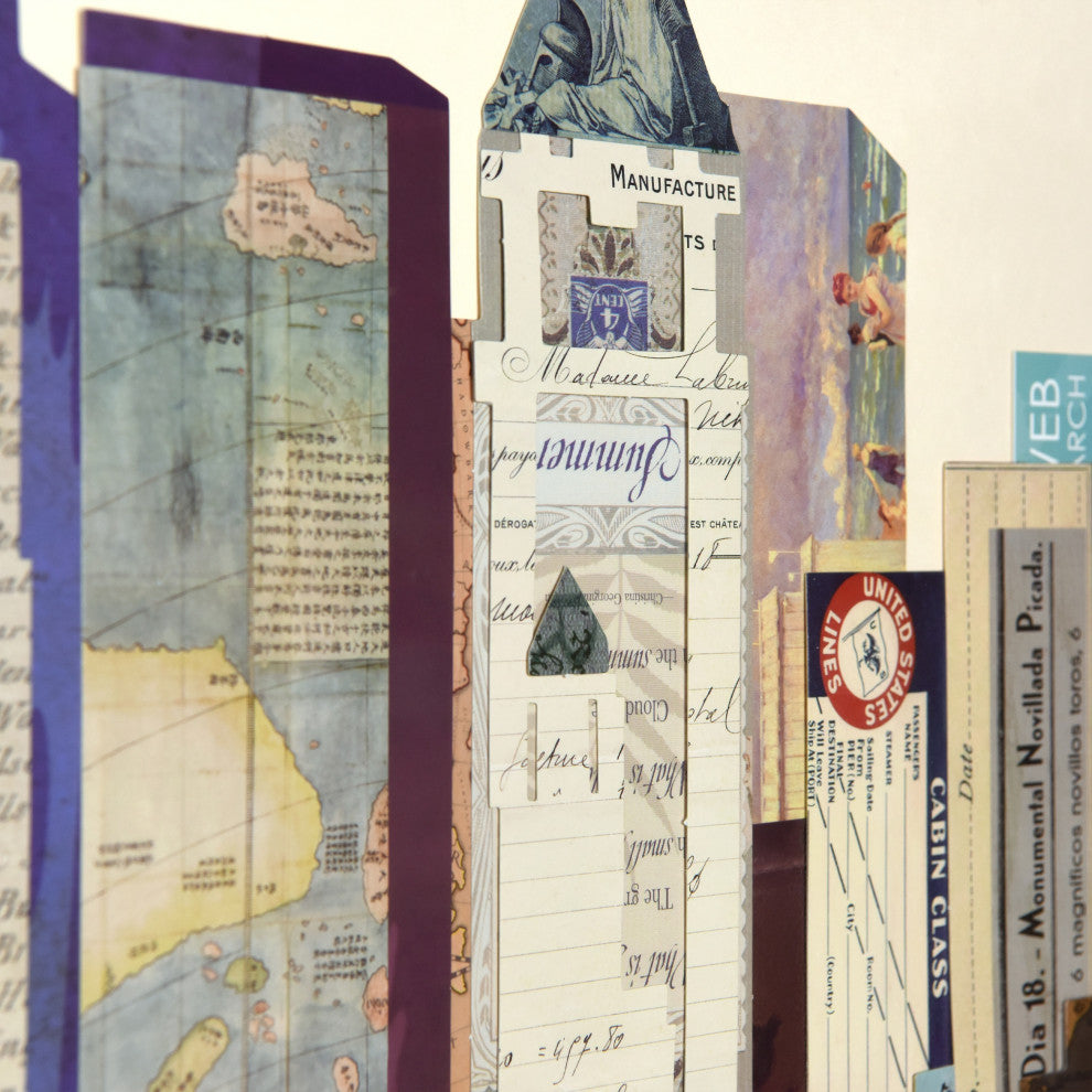 New York City Skyline Dimensional Collage Framed Wall Art Under Glass Art