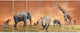 Savannah Wildlife Panorama, African Canvas Art Print, 70"x28", 6 Panels