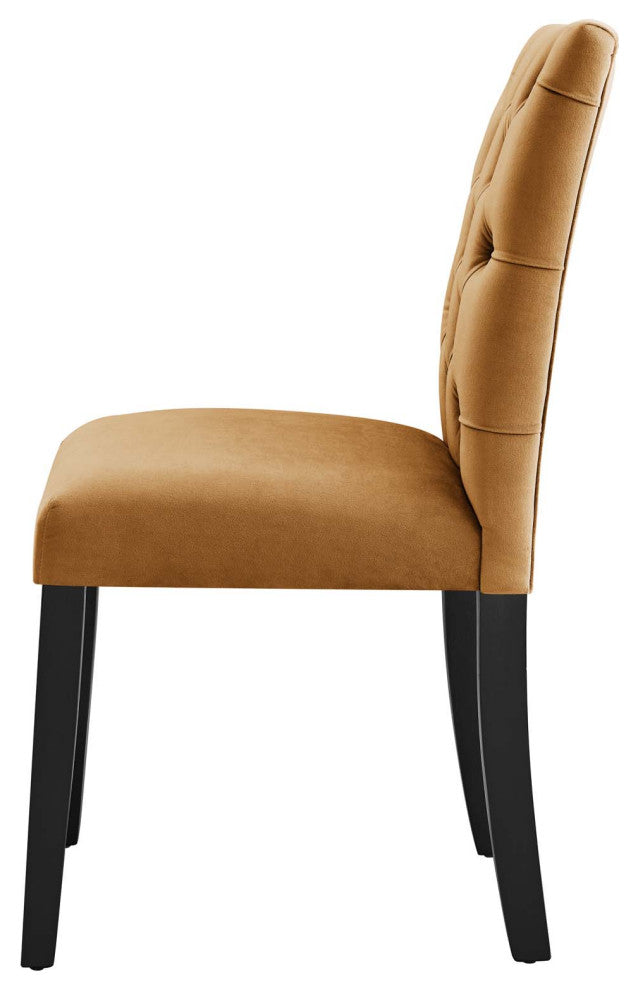 Side Dining Chair, Set of 2, Brown, Velvet, Modern, Cafe Bistro Hospitality