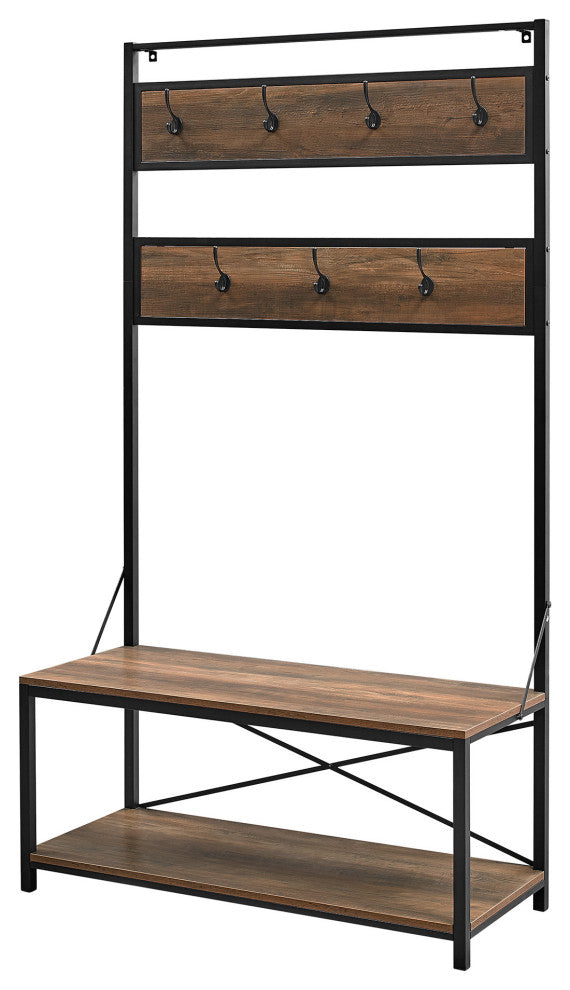 James Allan WEIF21294 Rustic Industrial 40" W Entryway Hall Tree - Driftwood