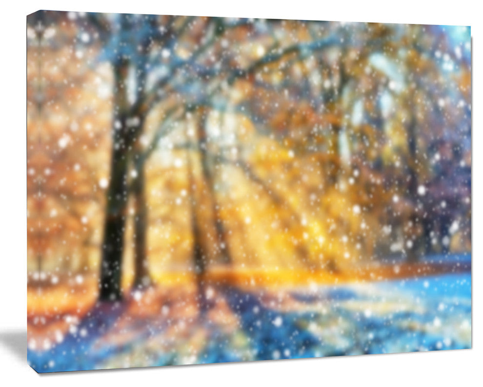 Blur Winter with Snow Flakes, Landscape Canvas Art Print, 60x40
