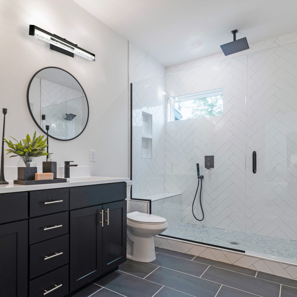 Cardito LED Vanity Bath Light Matte Black Clear, 39"