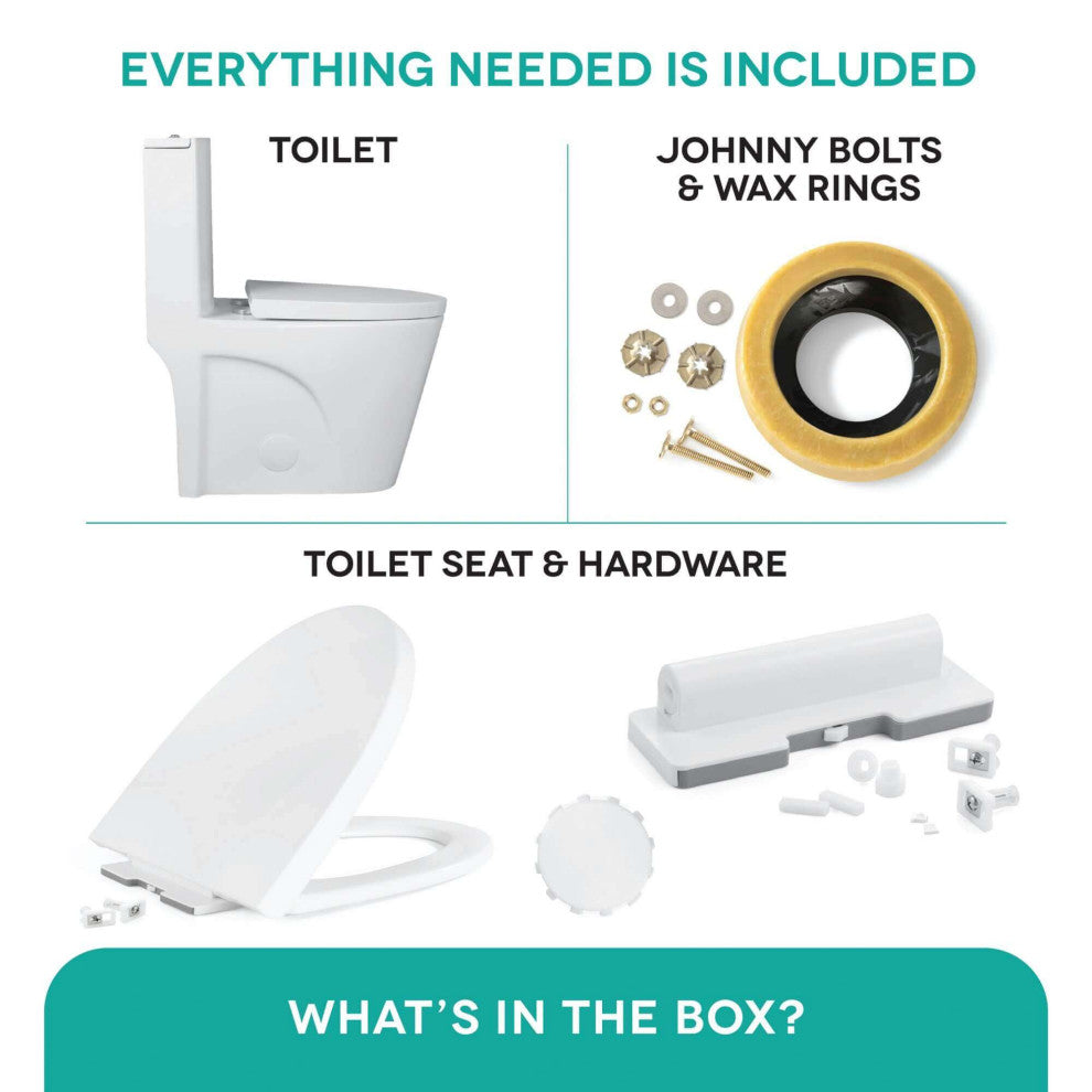 Fine Fixtures Dual-Flush Elongated One-Piece Toilet With High Efficiency Flush, Biscuit
