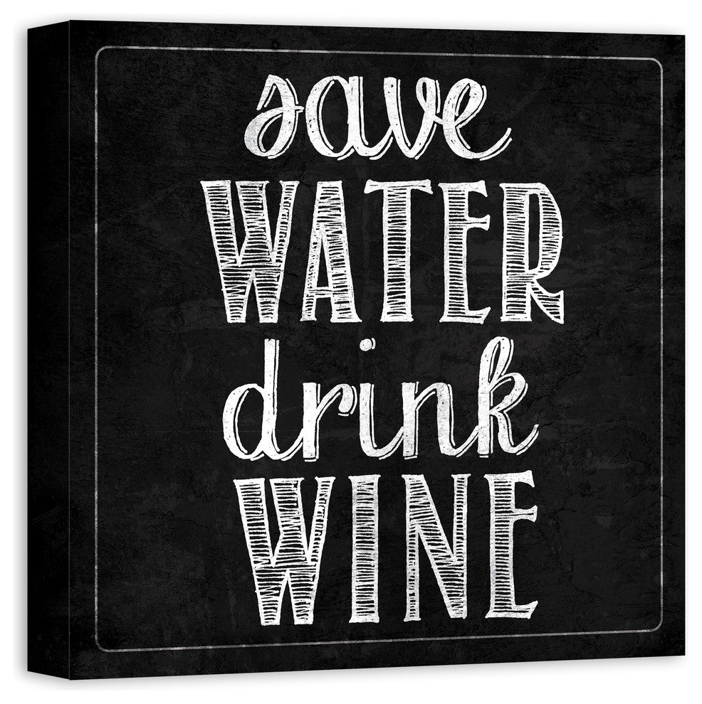 Save Water Drink Wine Canvas Wall Art, 20"x20"