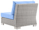 Lounge Sectional Sofa Chair Table Set, Rattan, Wicker, Gray Blue, Outdoor