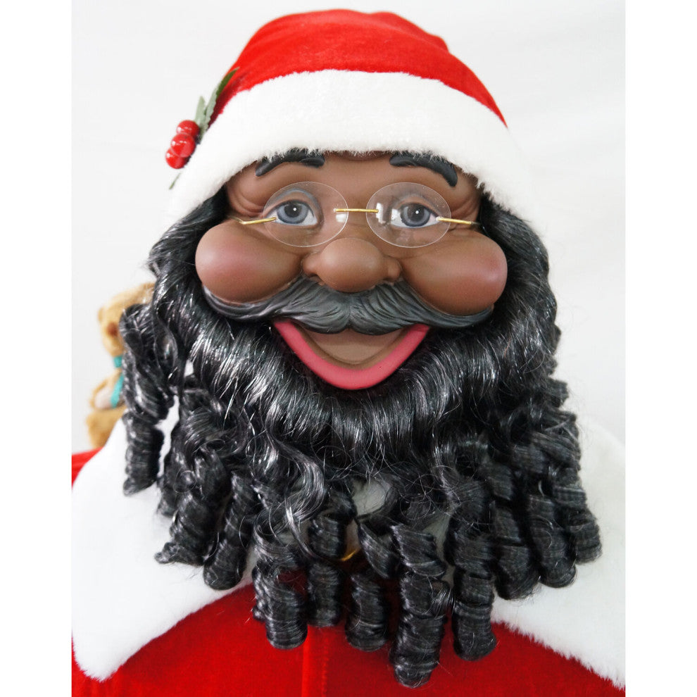 58" African Dancing Santa Claus, Paisley Coat and Prelit Christmas Tree