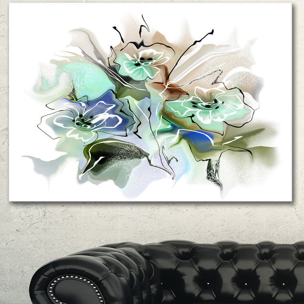 Textured Floral Watercolor, Extra Large Floral Wall Art, 40"x30"