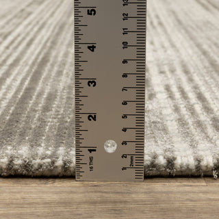 Cayden Textural Stripe Wool Blend Grey/ Ivory Hand-tufted Rug 8' x 10'