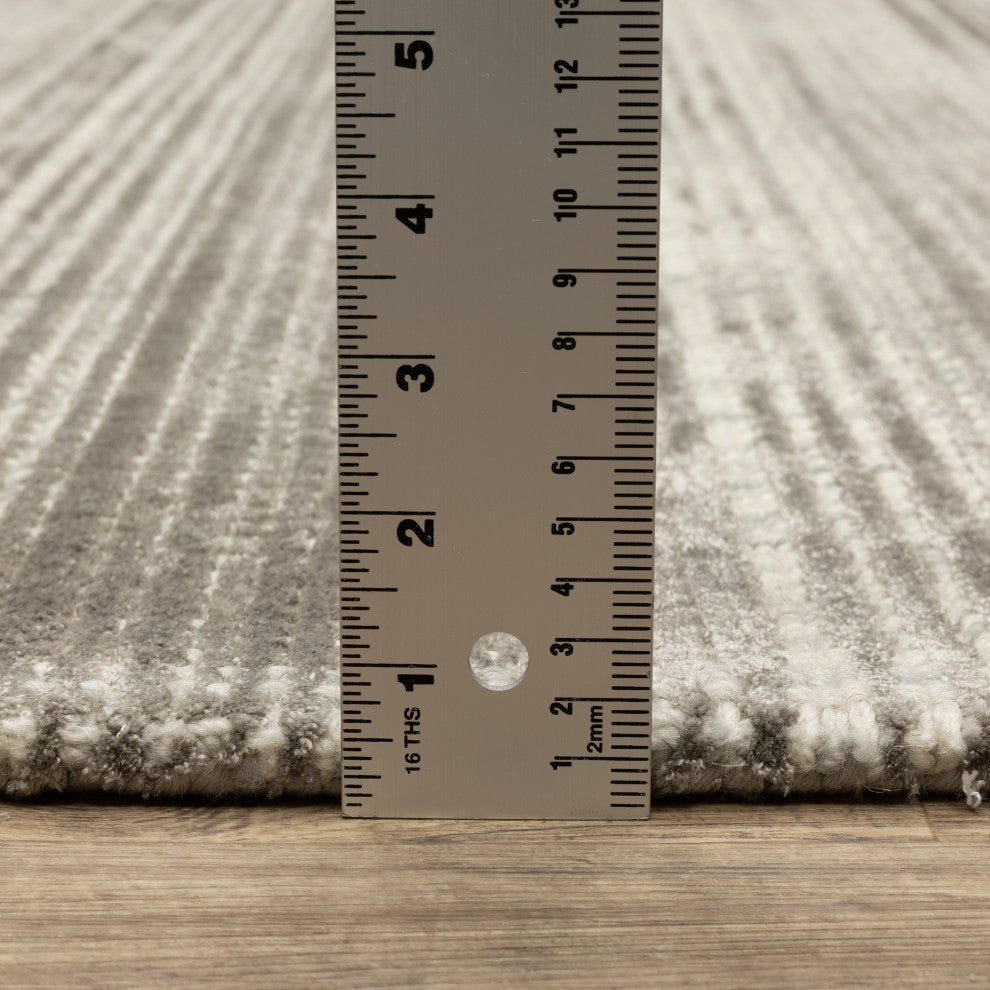 Cayden Textural Stripe Wool Blend Grey/ Ivory Hand-tufted Rug 8' x 10'