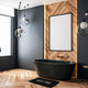 Bathroom Accessories Bath Time Collection, Black, Set Bathmat and Contour Rug