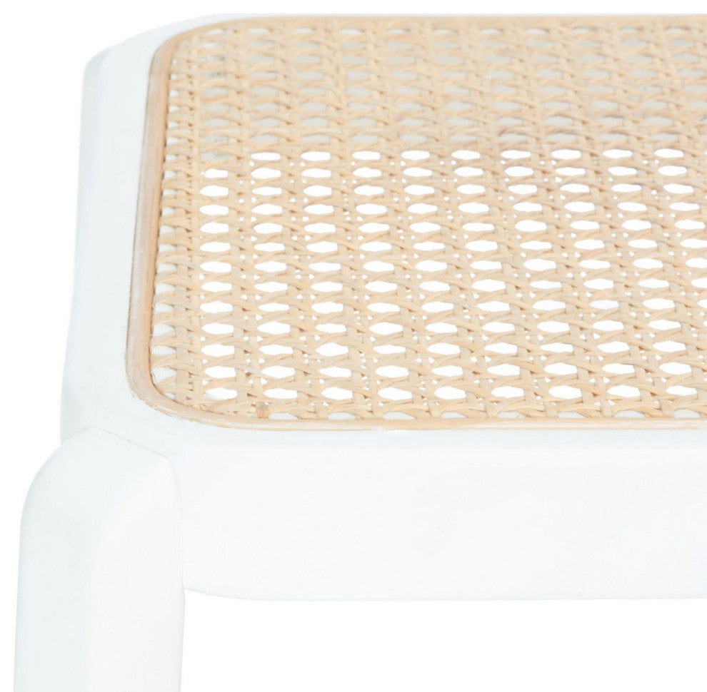 Safavieh Silus Backless Cane Center Stool, White/Natural