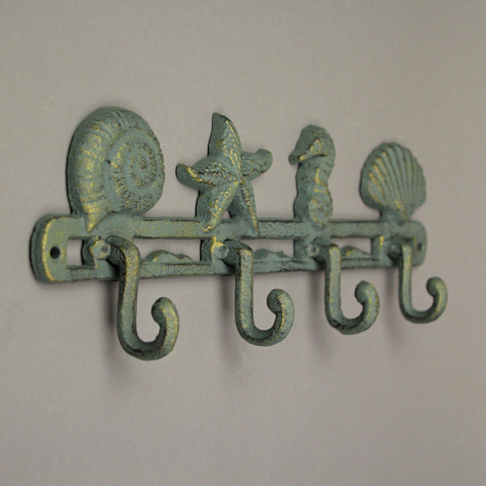 Cast Iron Starfish Seahorse Sea Life Wall Hook Decorative Towel Coat Rack Decor