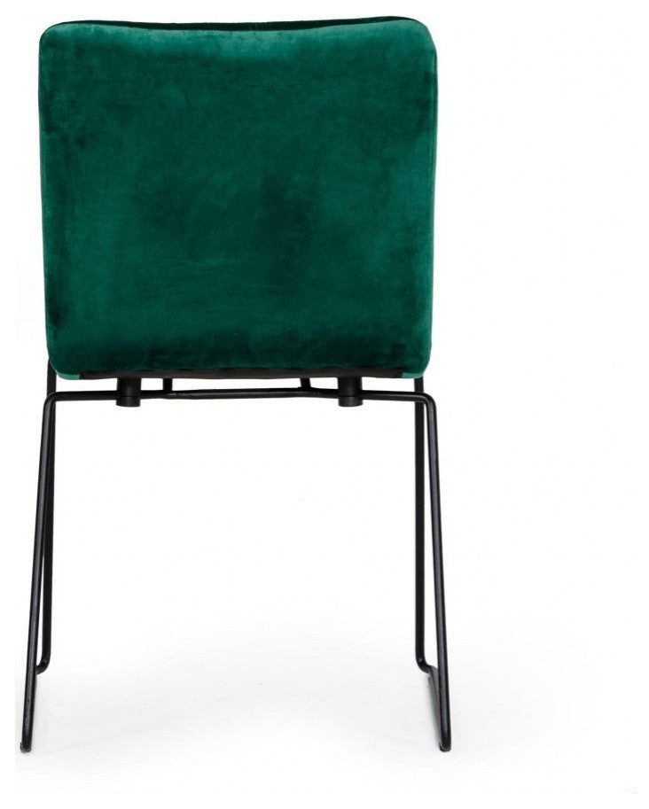 Set of Two Emerald Green Velvet Dining Chairs