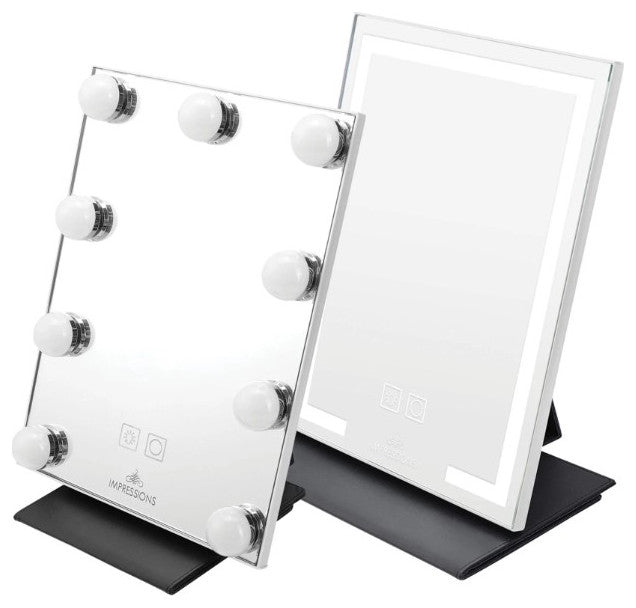 Lumiere Touch Pad Plus LED Makeup Mirror, Black, Hollywood Bulbs