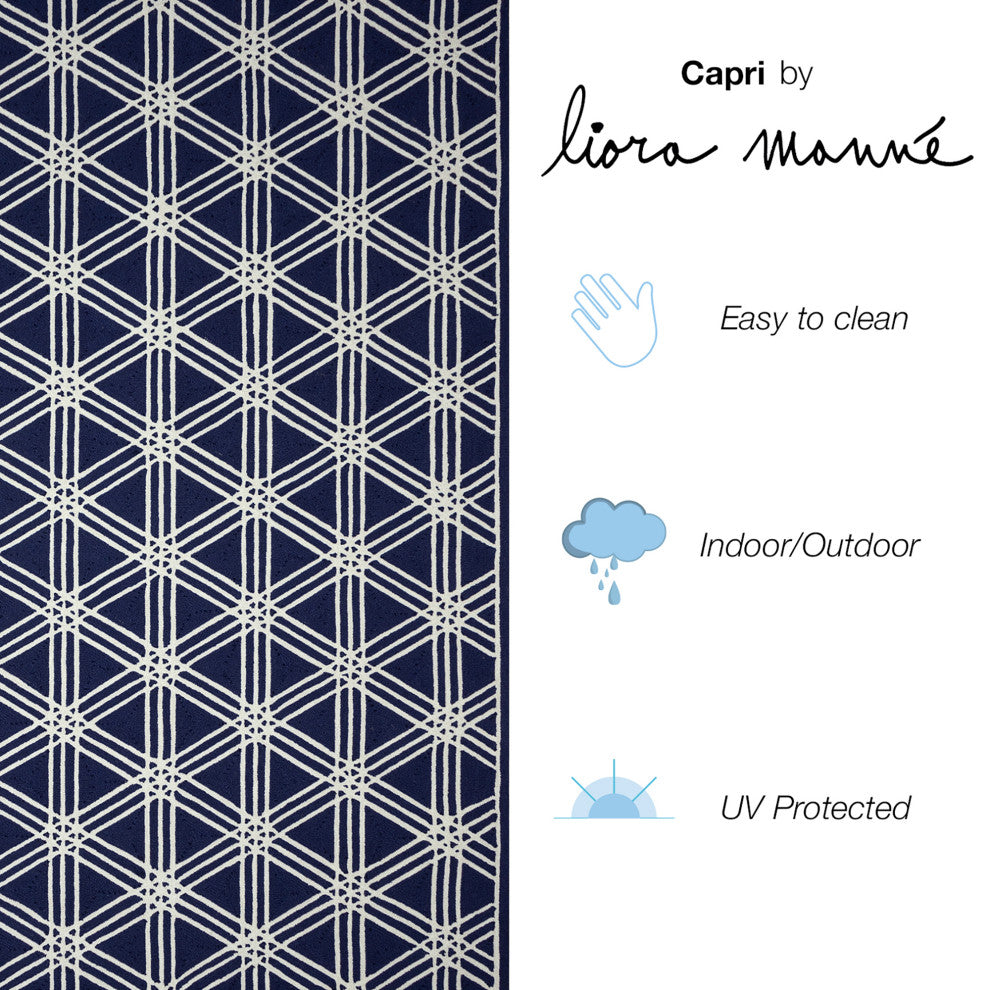Capri Hex Indoor/Outdoor Rug Navy 3'6"x5'6"