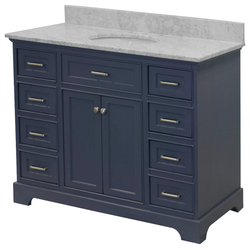 Aria 48" Bathroom Vanity, Marine Gray, Carrara Marble