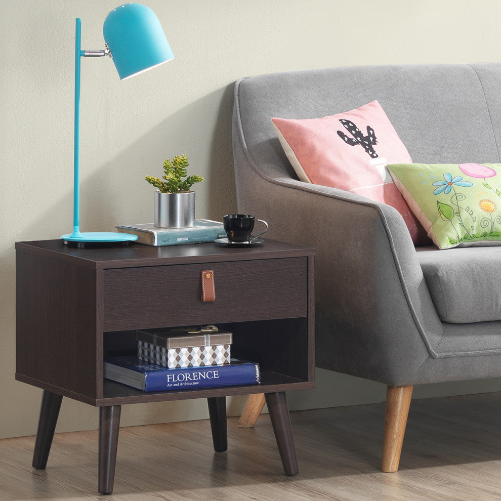 Costway Nightstand Sofa Side End Table Bedside Table Drawer Storage