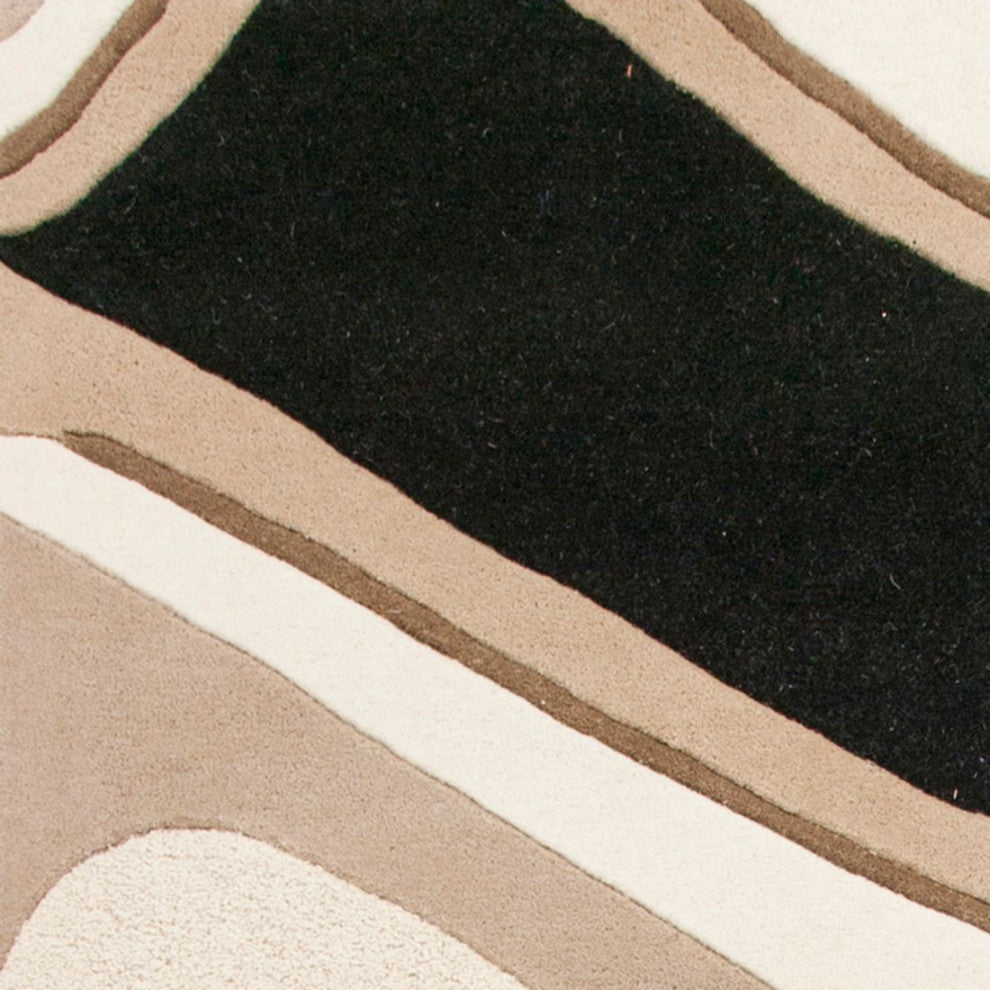 KAS Eternity 1071 Black/Beige Waves Area Rug, 8'x10'